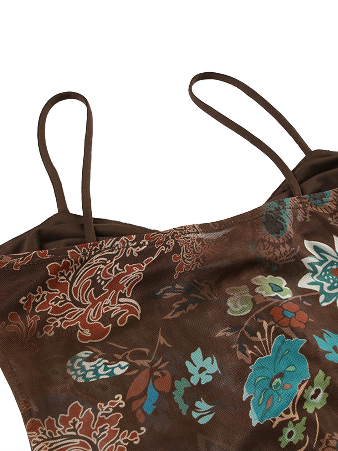 1950s Floral Colorblock Spaghetti Strap Camisole - vintage fashion, retro style