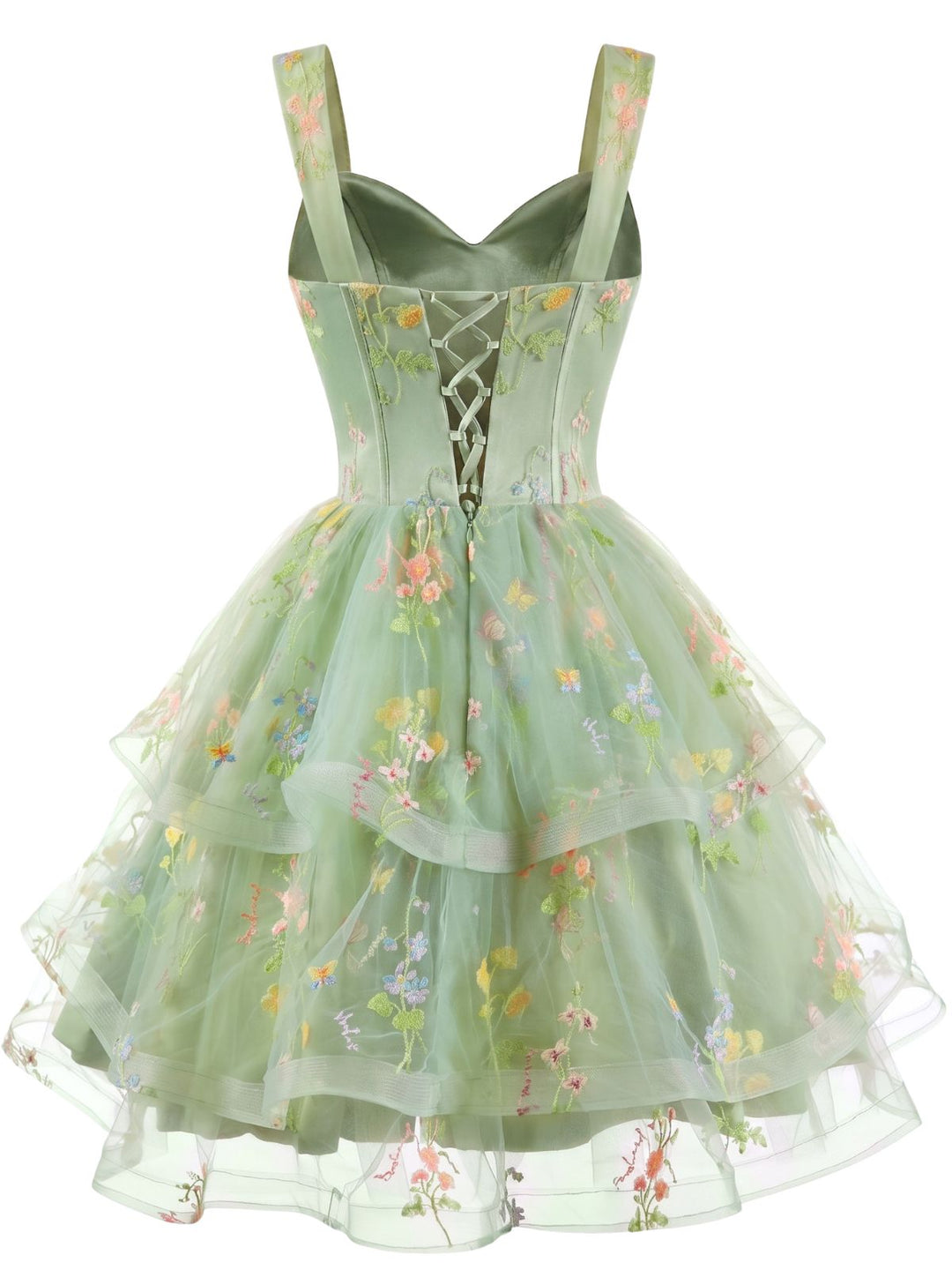Blue 1930s Floral Mesh Classic Dress 9