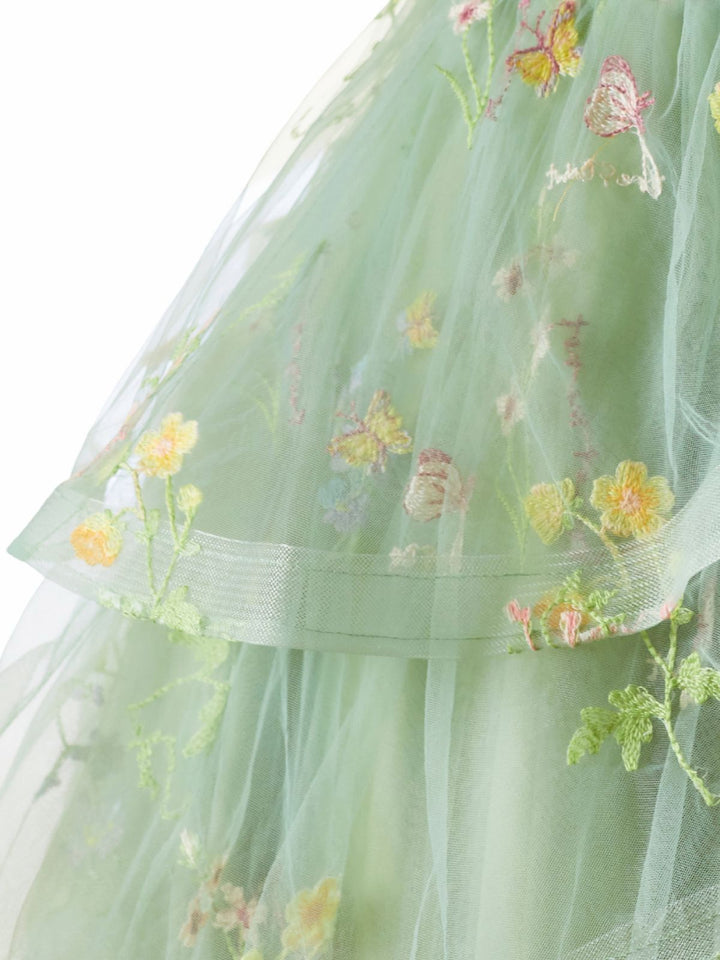 Blue 1930s Floral Mesh Classic Dress 5