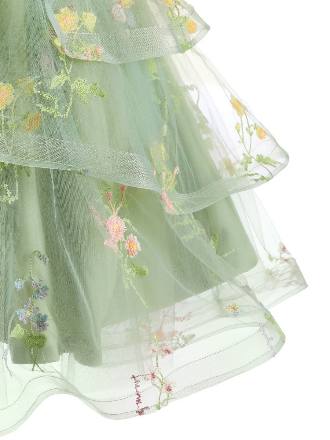 Blue 1930s Floral Mesh Classic Dress 6