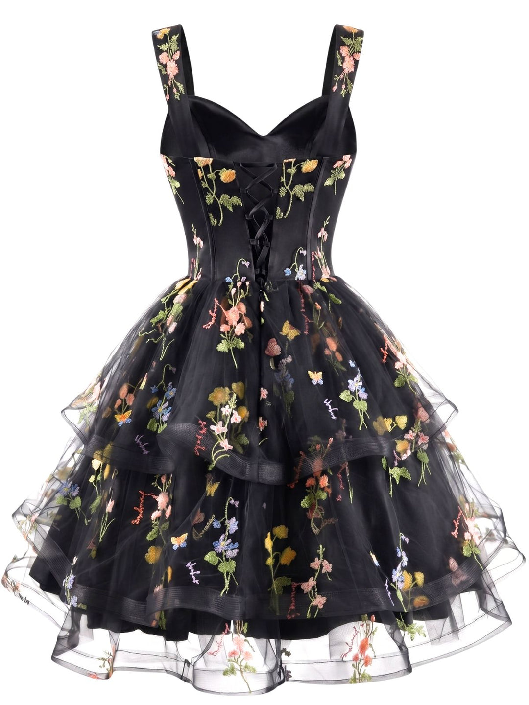 Blue 1930s Floral Mesh Classic Dress 3
