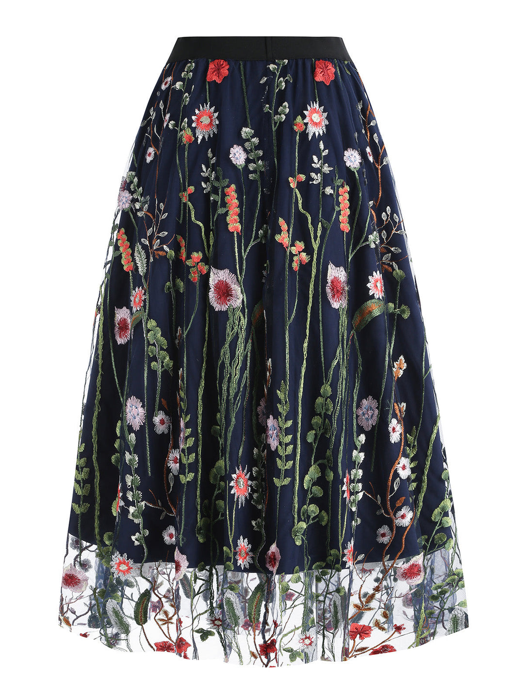 1950s Floral Embroidered Mesh Skirt — vintage elegance for the modern woman
