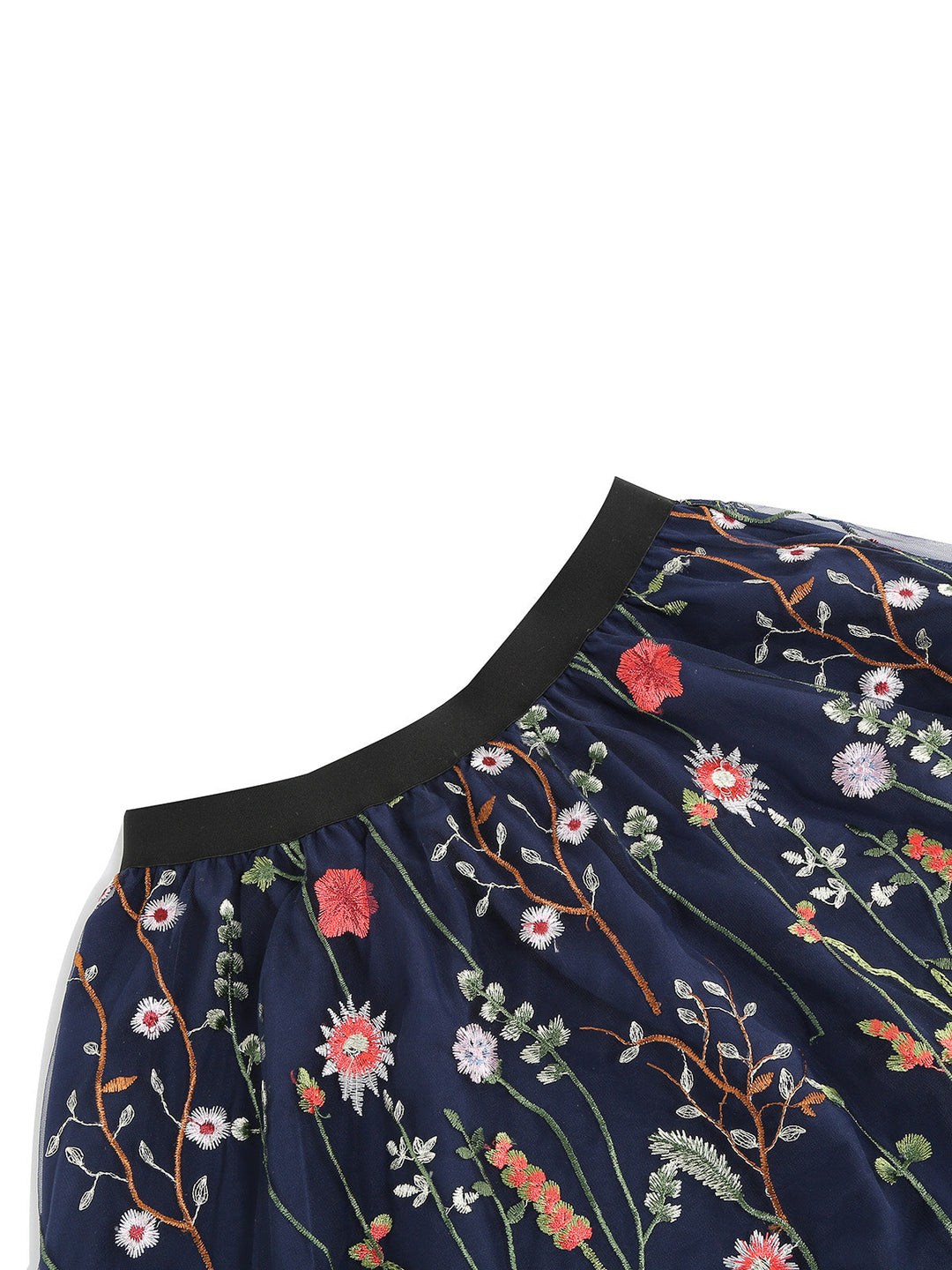 1950s Floral Embroidered Mesh Skirt: timeless style reimagined