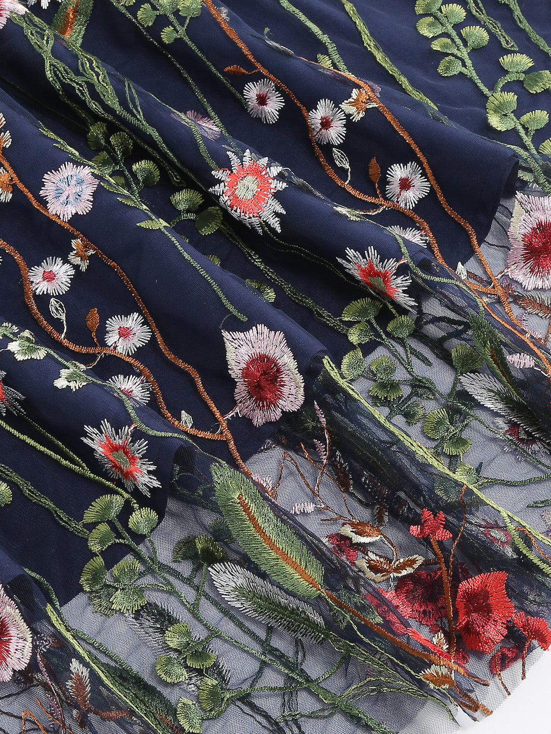1950s Floral Embroidered Mesh Skirt — vintage elegance for the modern woman