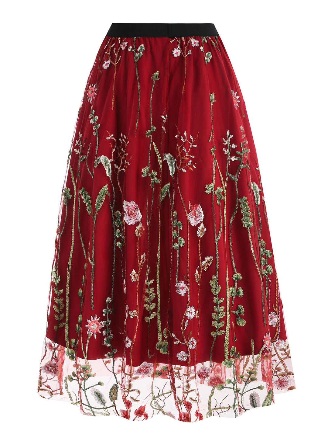 1950s Floral Embroidered Mesh Skirt — vintage elegance for the modern woman