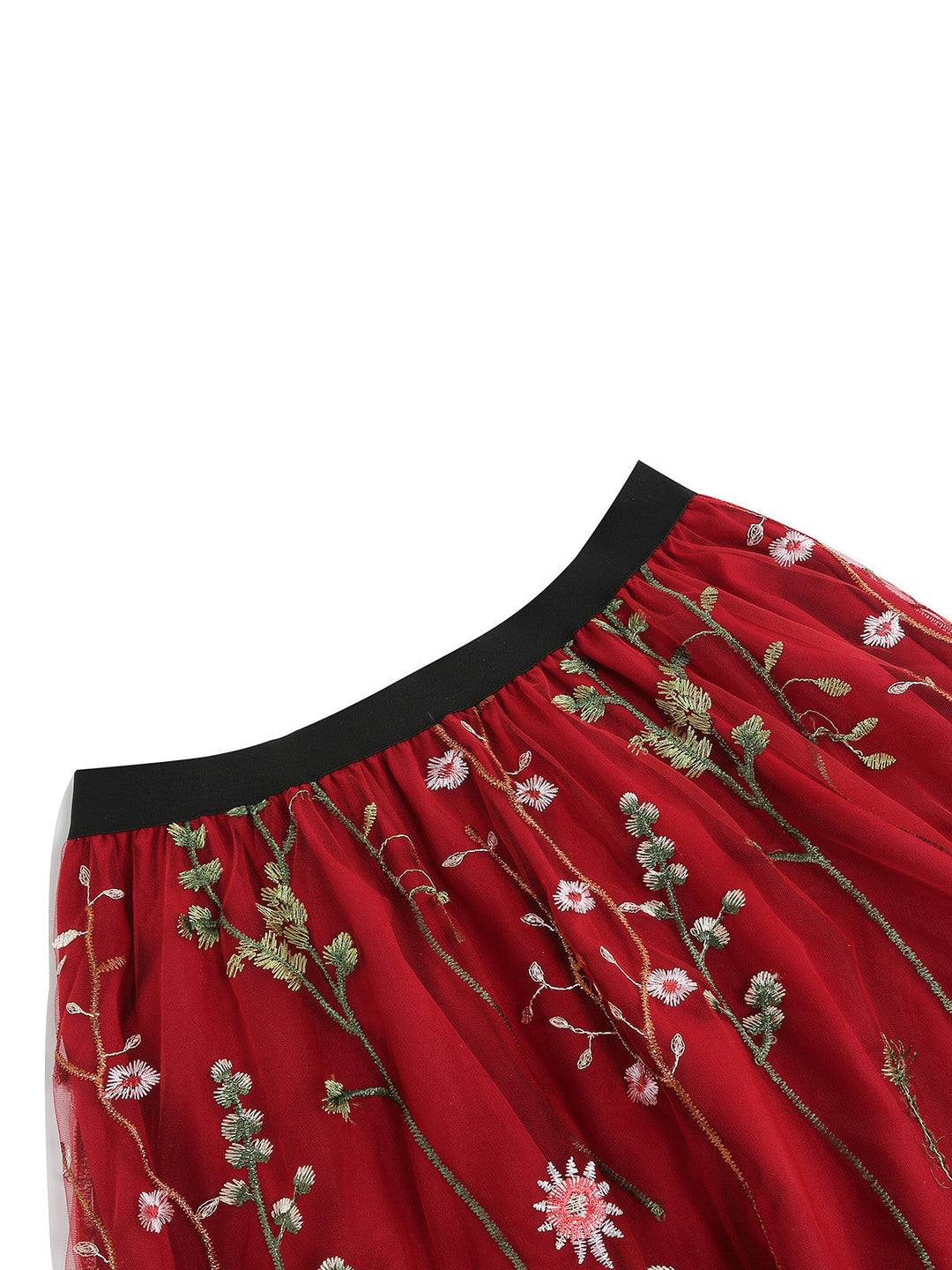 1950s Floral Embroidered Mesh Skirt: timeless style reimagined