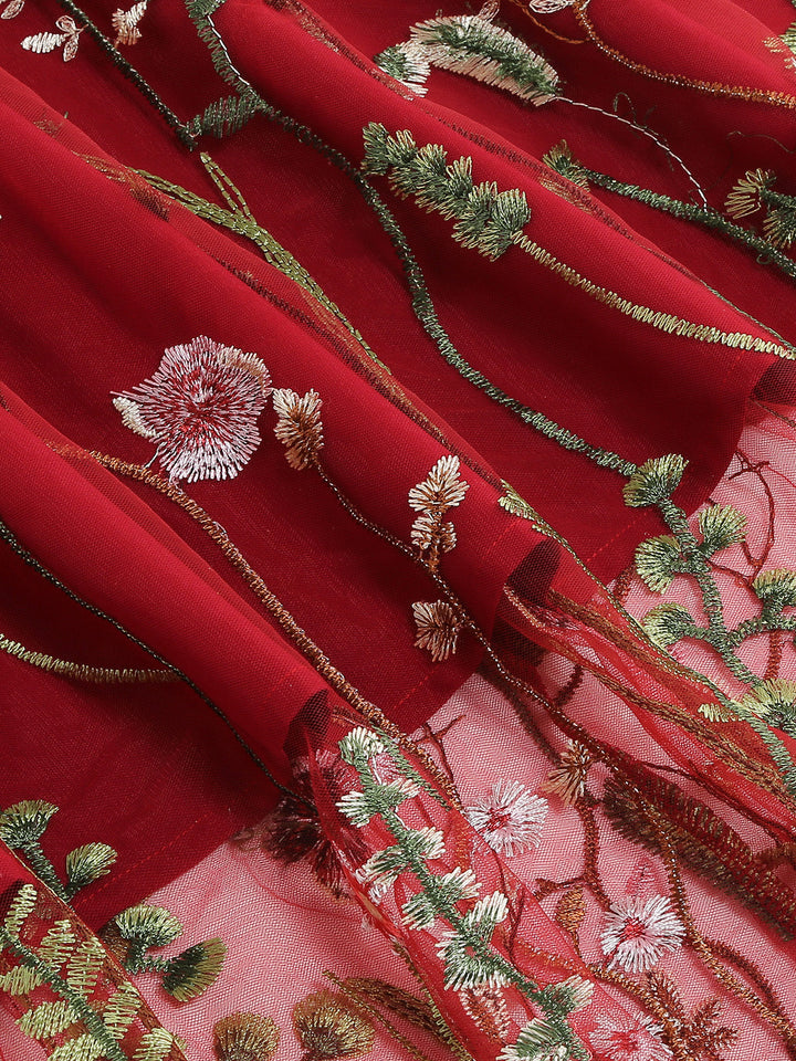1950s Floral Embroidered Mesh Skirt — vintage elegance for the modern woman