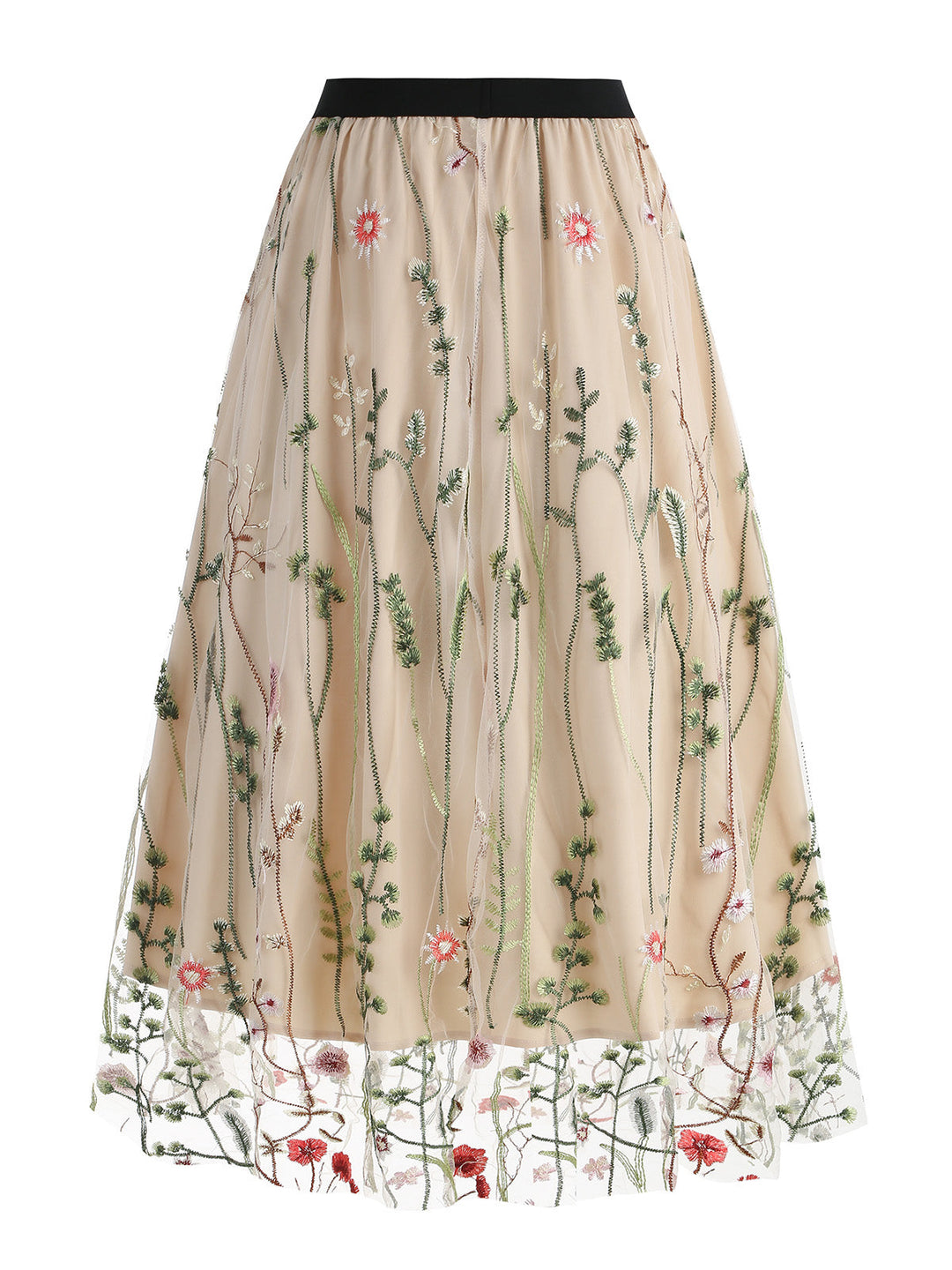 1950s Floral Embroidered Mesh Skirt — vintage elegance for the modern woman