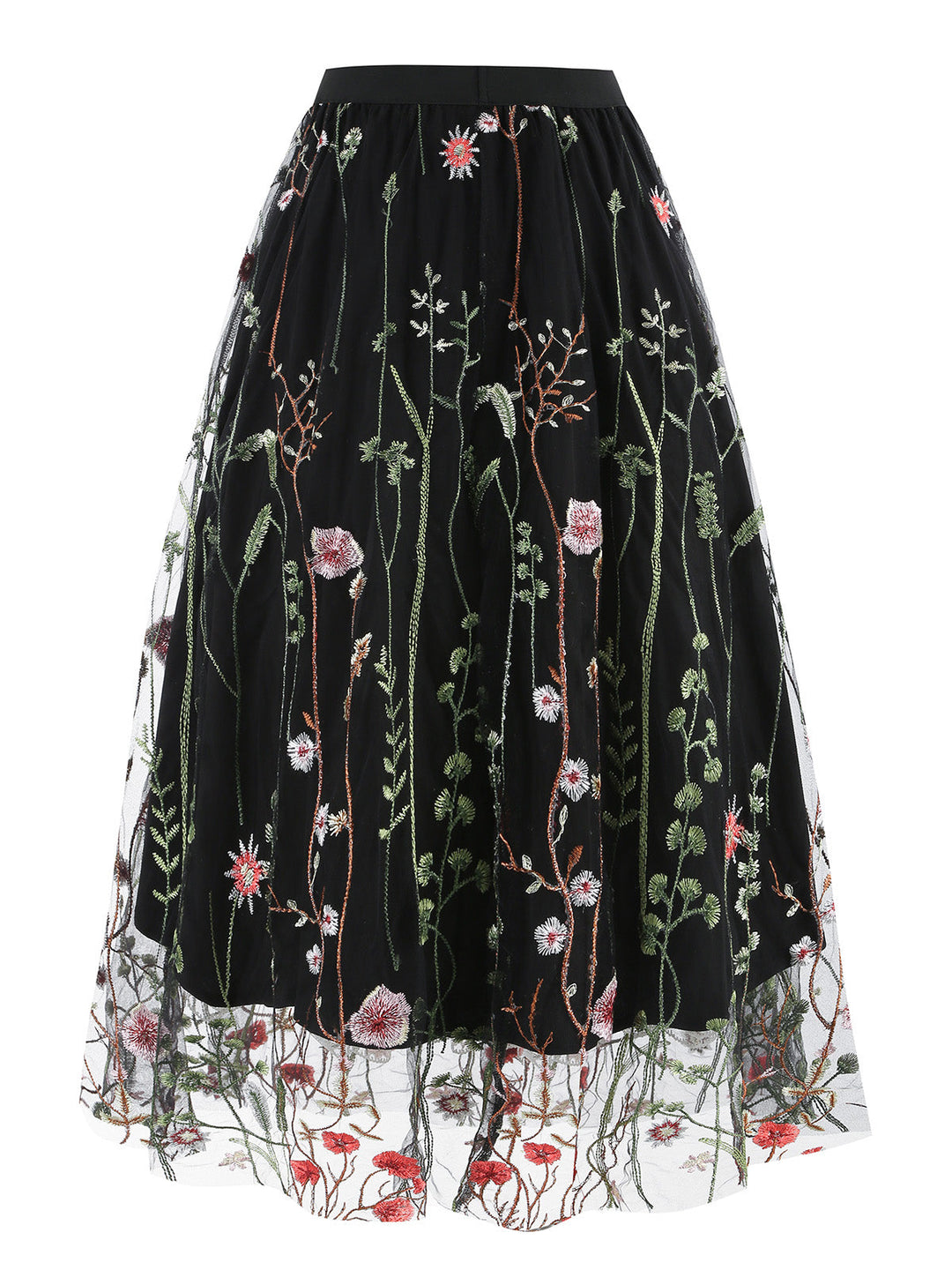 1950s Floral Embroidered Mesh Skirt — vintage elegance for the modern woman