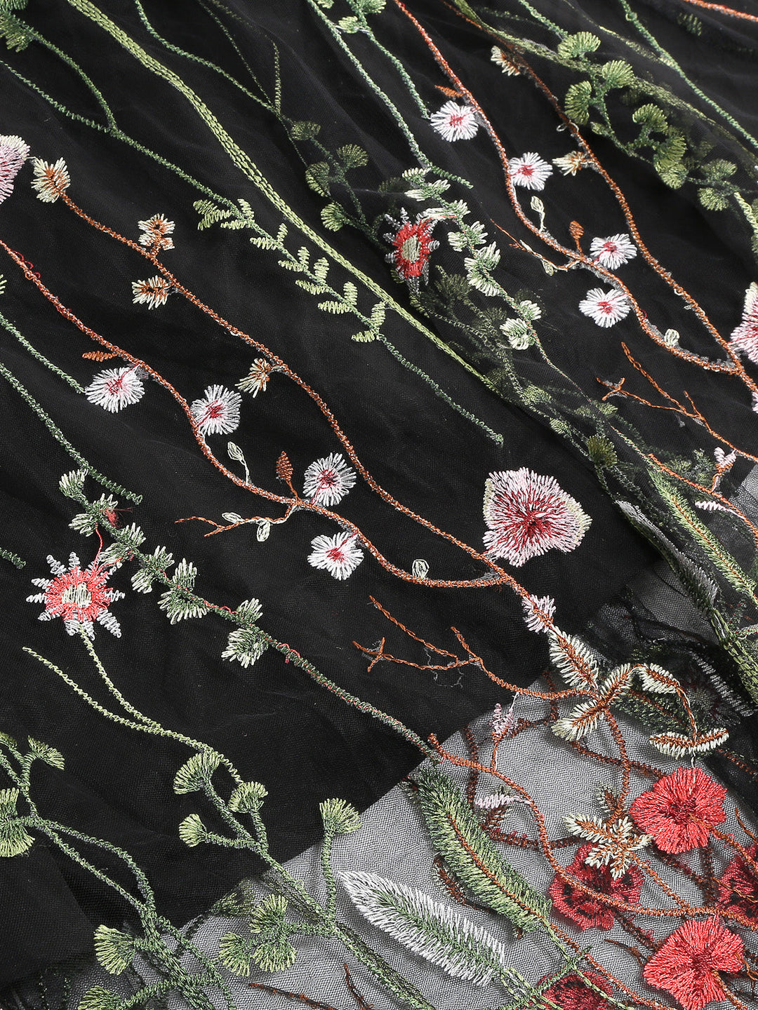 1950s Floral Embroidered Mesh Skirt: timeless style reimagined