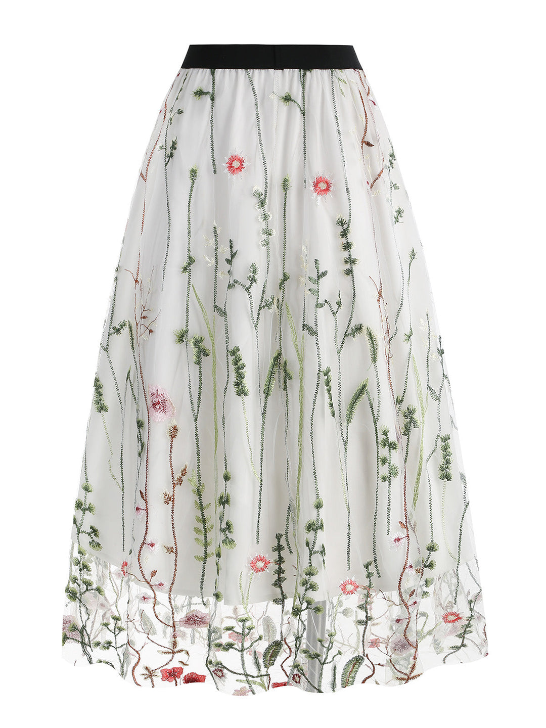 1950s Floral Embroidered Mesh Skirt — vintage elegance for the modern woman
