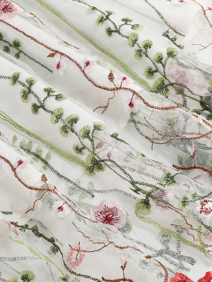 1950s Floral Embroidered Mesh Skirt — vintage elegance for the modern woman