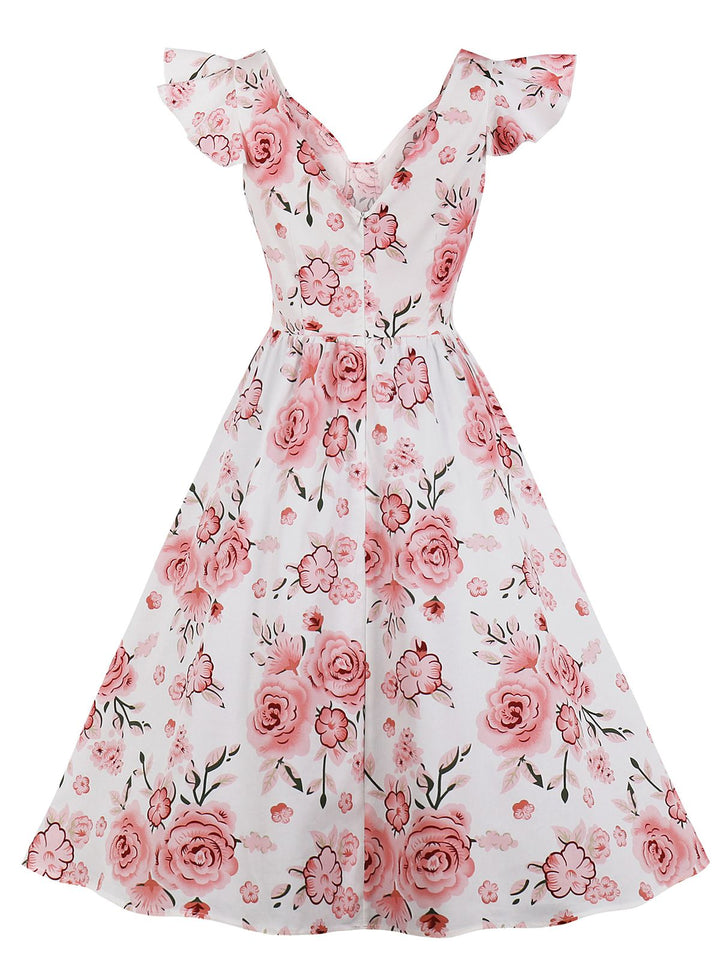 1950s Floral Flare Sleeve Swing Dress: timeless style reimagined
