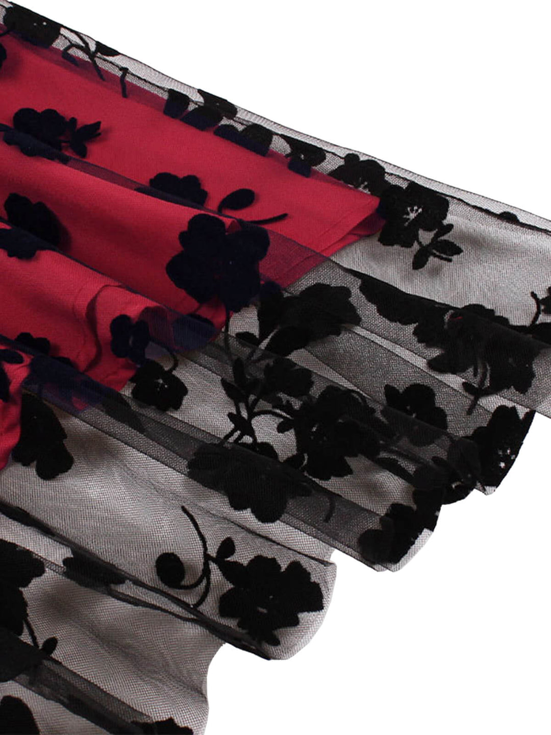 1950s Floral Flocked Mesh Swing Dress: where 1950s romance meets her modern spirit
