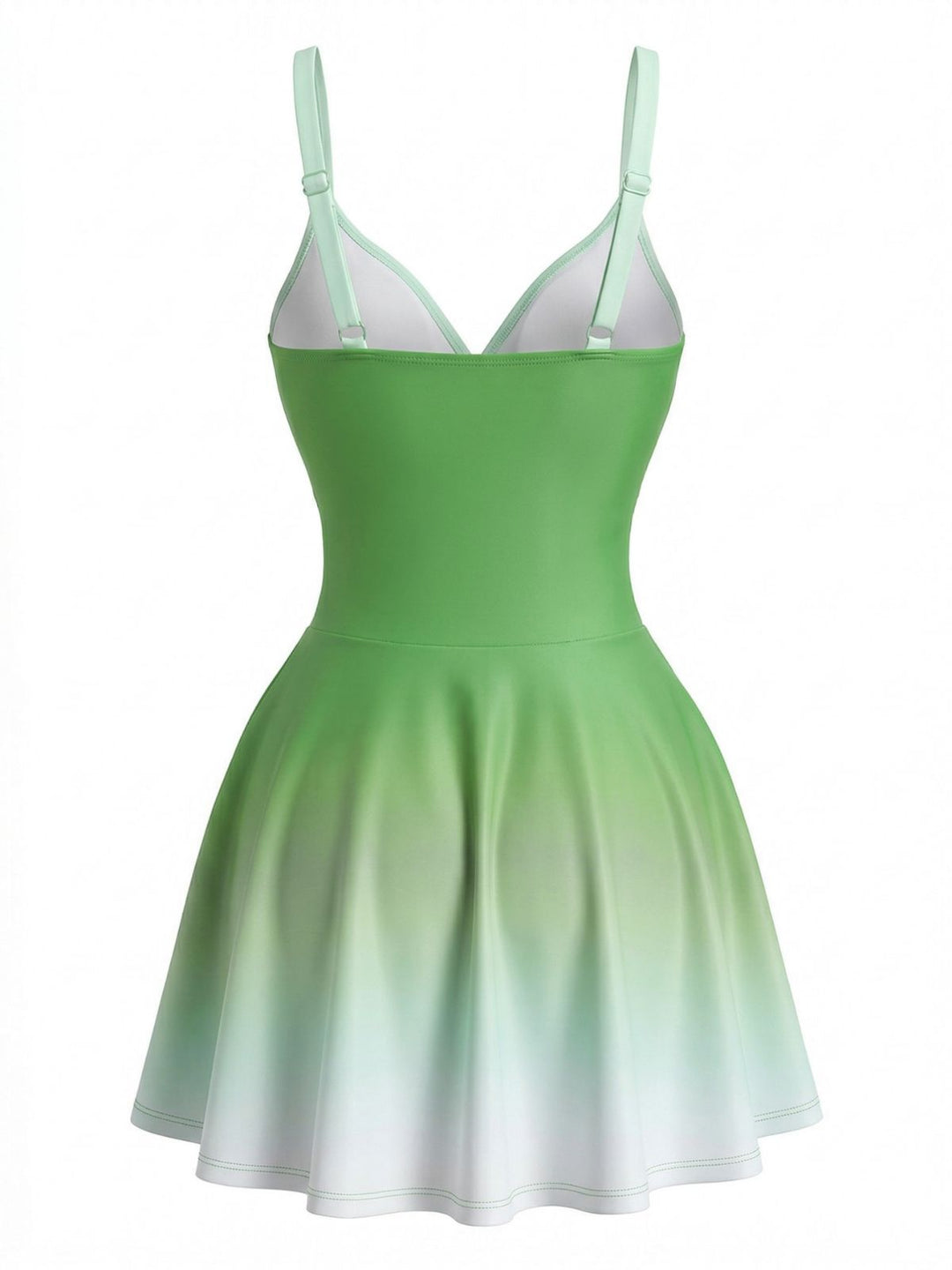 Mirrored Ombre Front Twist One-Piece Swim Dress - vintage dress, retro fashion for vintage lovers