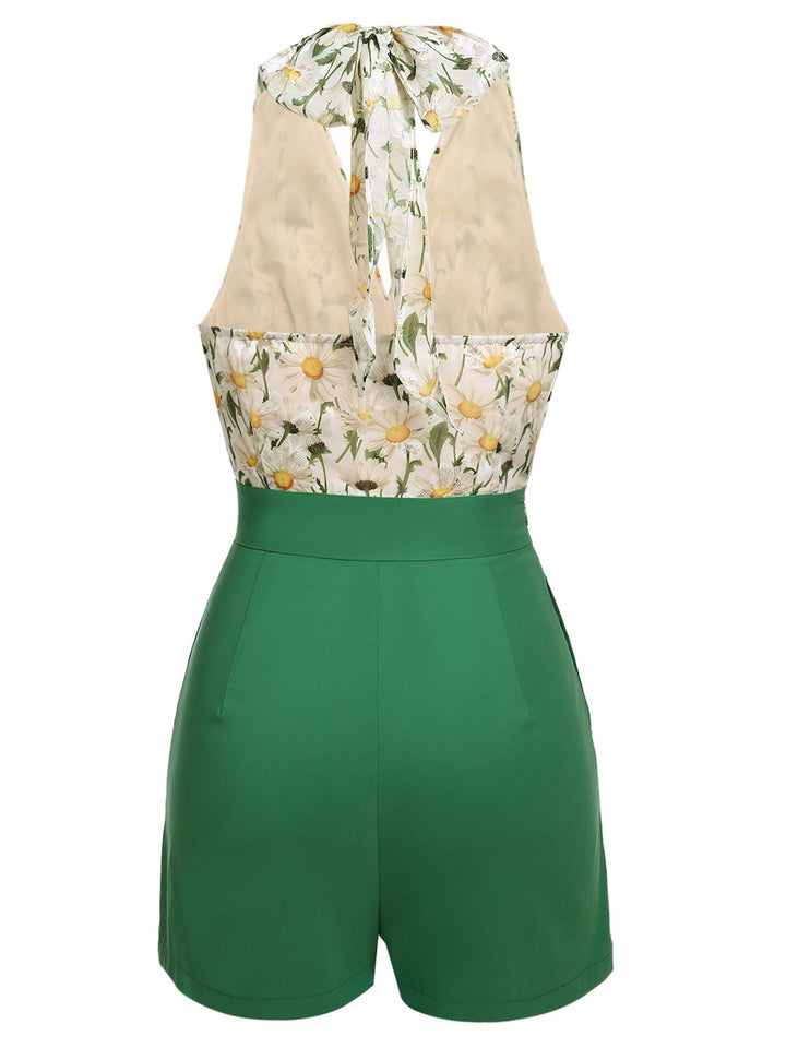 Detail view: 1950s 1950s Floral Halter Lace-up Vin