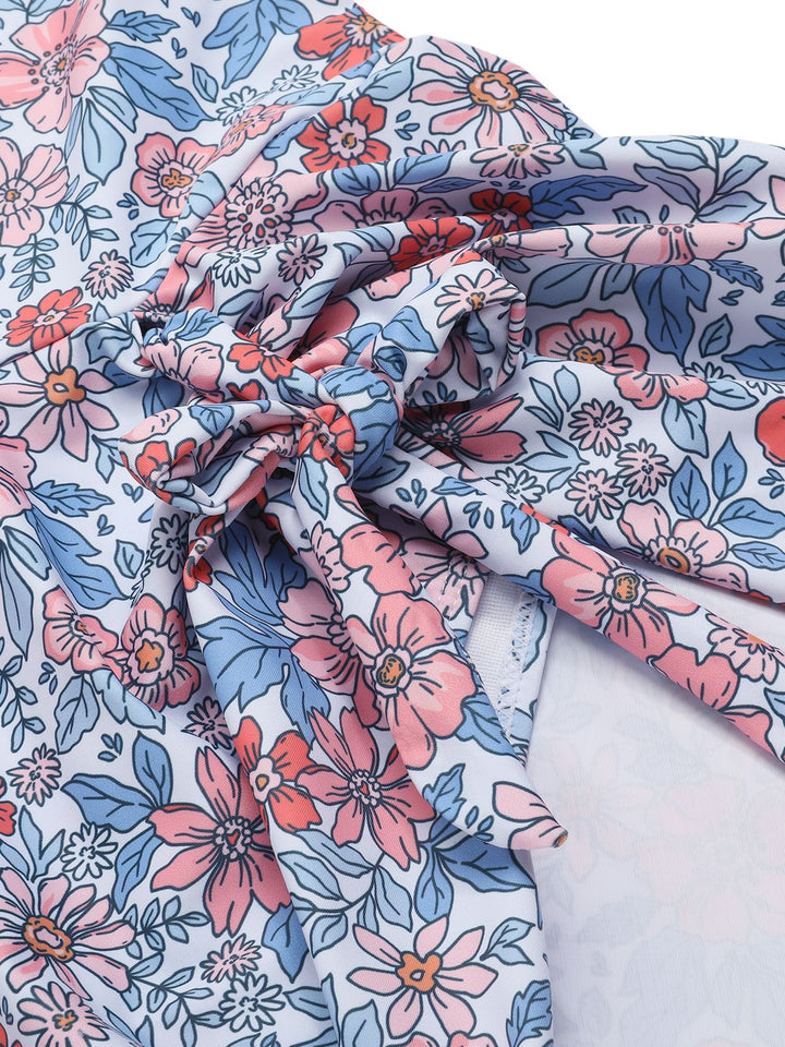 1950s Floral Knot Wide Strap Skirt Swimsuit — because 1950s glamour never goes out of style