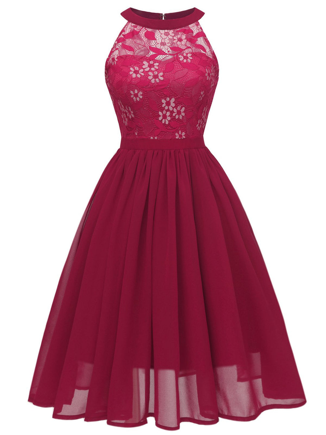1950s Floral Lace Swing Dress, classic vintage style elegant retro fashion - Image 10