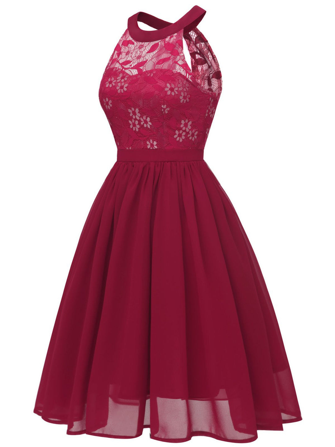 1950s Floral Lace Swing Dress, classic vintage style elegant retro fashion - Image 11