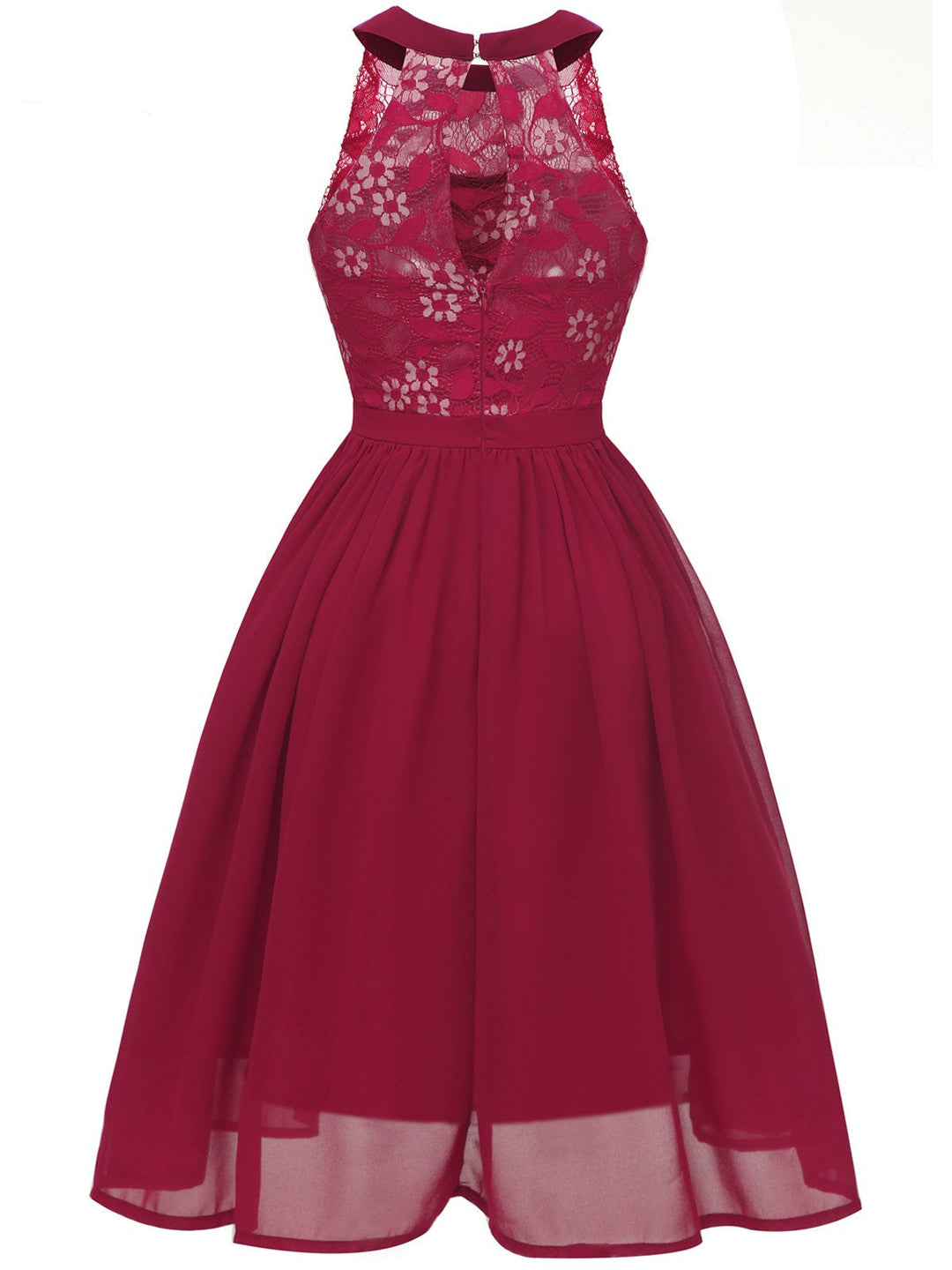 1950s Floral Lace Swing Dress, classic vintage style elegant retro fashion - Image 12