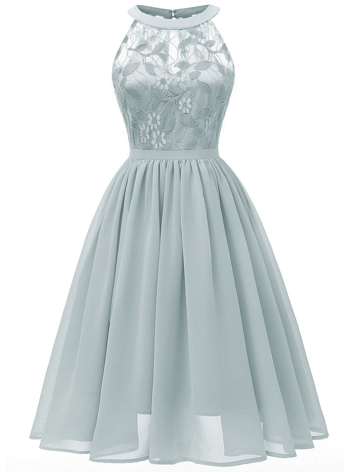 1950s Floral Lace Swing Dress, classic vintage style elegant retro fashion - Image 15