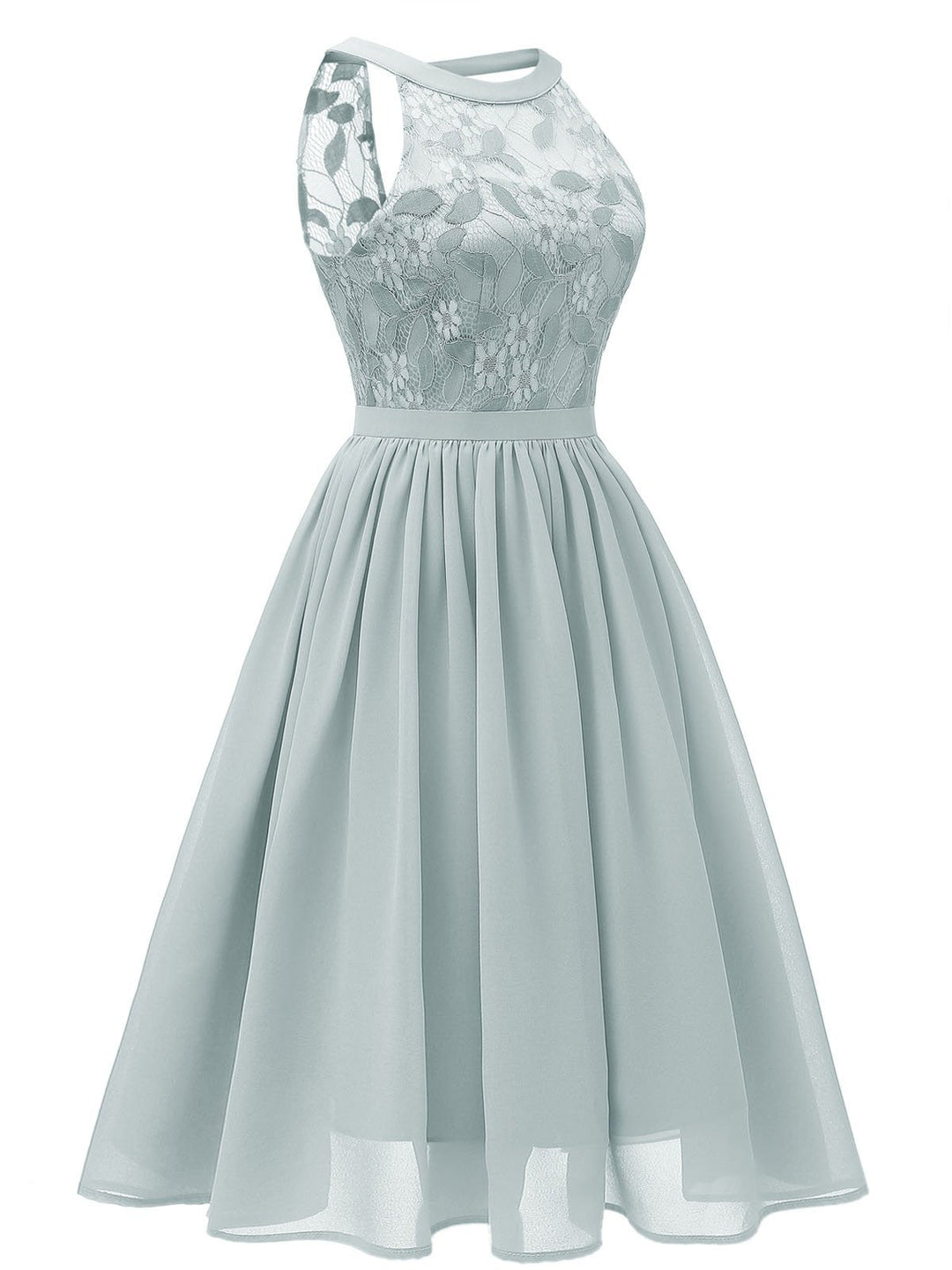 1950s Floral Lace Swing Dress, classic vintage style elegant retro fashion - Image 16