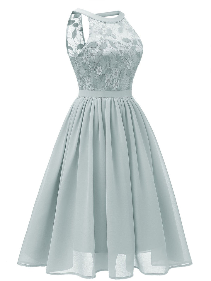 1950s Floral Lace Swing Dress, classic vintage style elegant retro fashion - Image 16