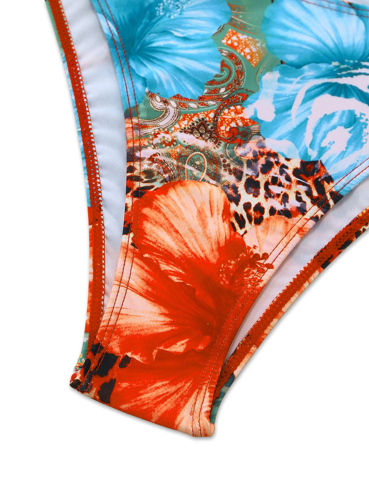1950s Floral Leopard Halter Bikini Set &amp; Cover-Up - vintage fashion, retro style