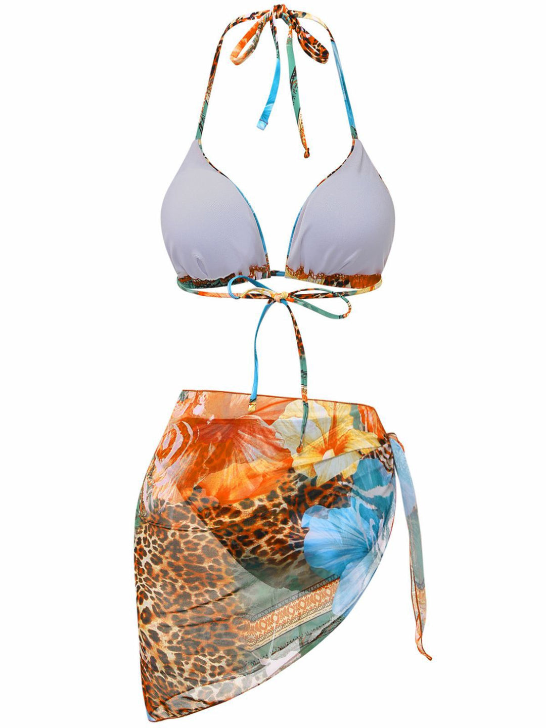 1950s Floral Leopard Halter Bikini Set &amp; Cover-Up - vintage fashion, retro style