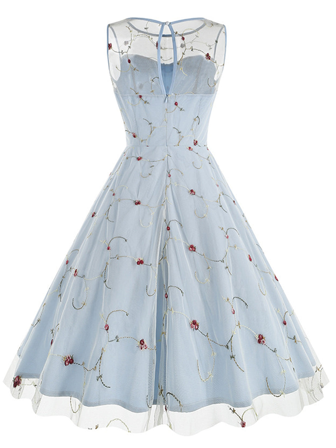 1950s Floral Mesh Swing Dress, vintage dress, retro fashion, rockabilly, pin-up fashion - perfect for women who love vintage and retro fashion