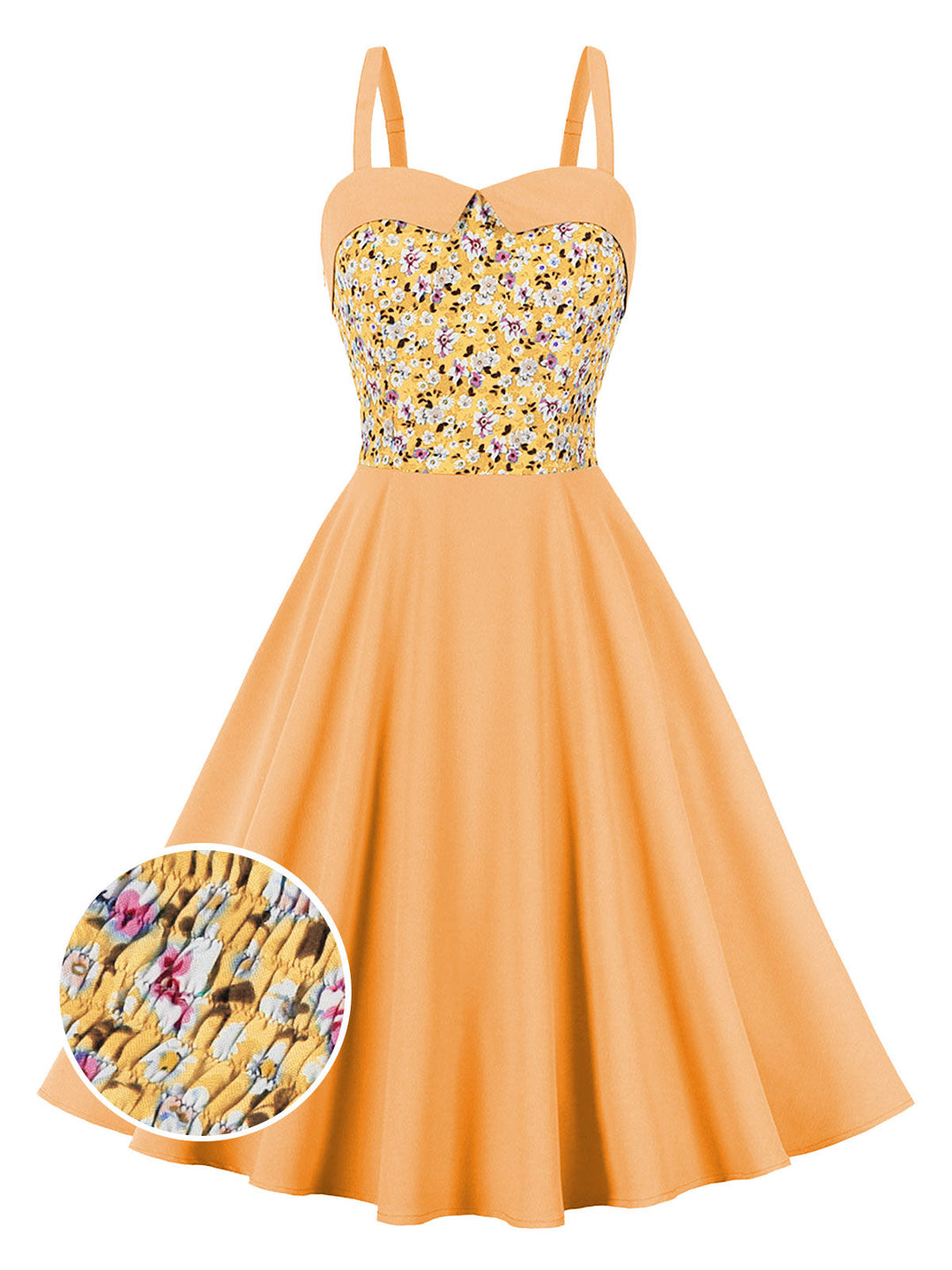 1950s Floral Patchwork Strap Swing Dress: timeless style reimagined
