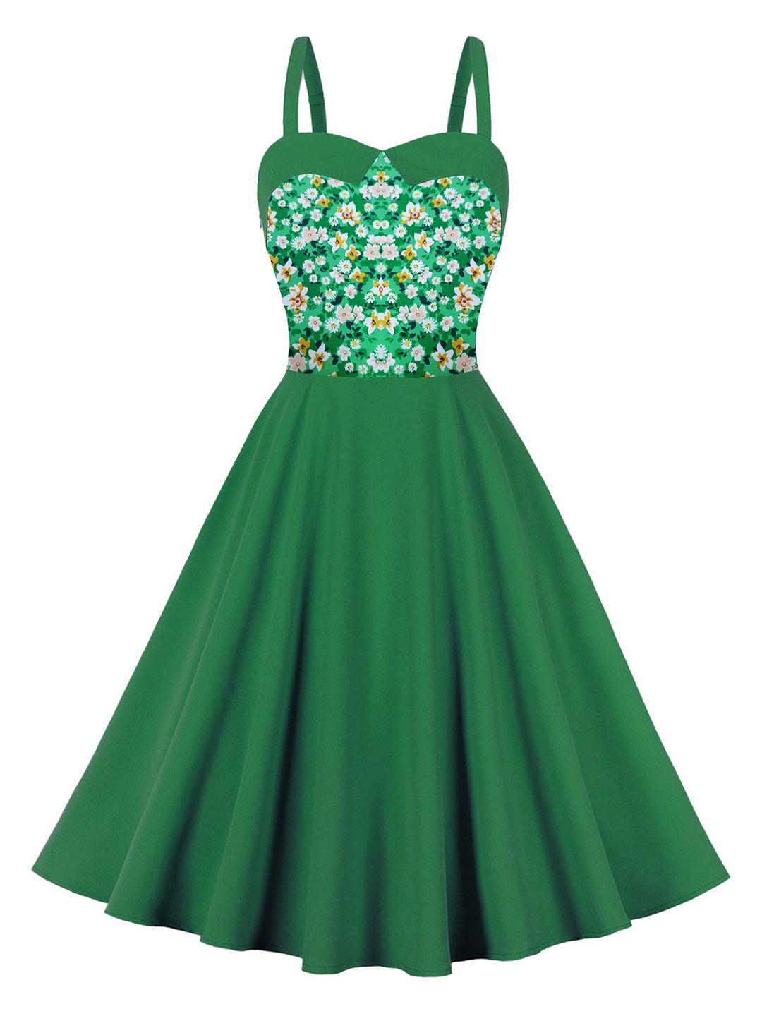 1950s Floral Patchwork Strap Swing Dress: timeless style reimagined