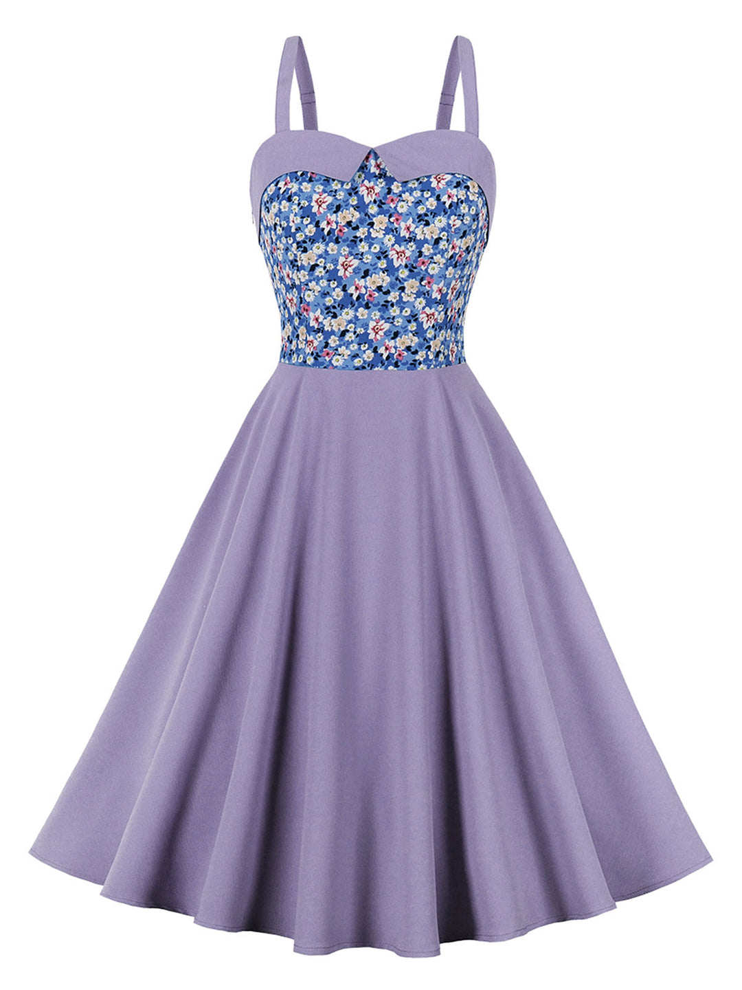 1950s Floral Patchwork Strap Swing Dress: timeless style reimagined