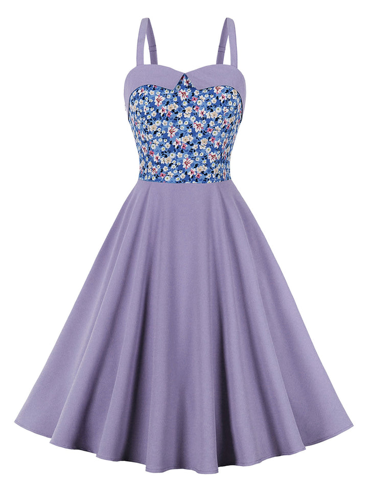 1950s Floral Patchwork Strap Swing Dress: timeless style reimagined