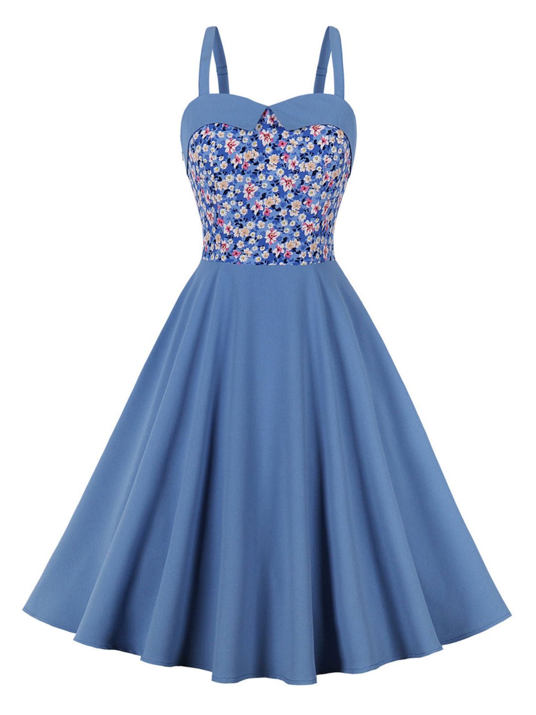 1950s Floral Patchwork Strap Swing Dress — vintage elegance for the modern woman