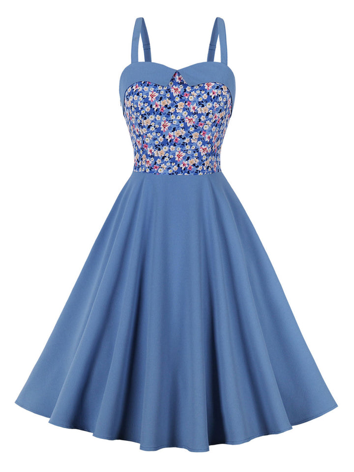 1950s Floral Patchwork Strap Swing Dress — vintage elegance for the modern woman