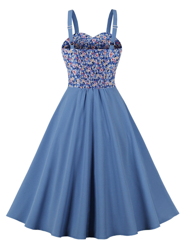 1950s Floral Patchwork Strap Swing Dress: timeless style reimagined