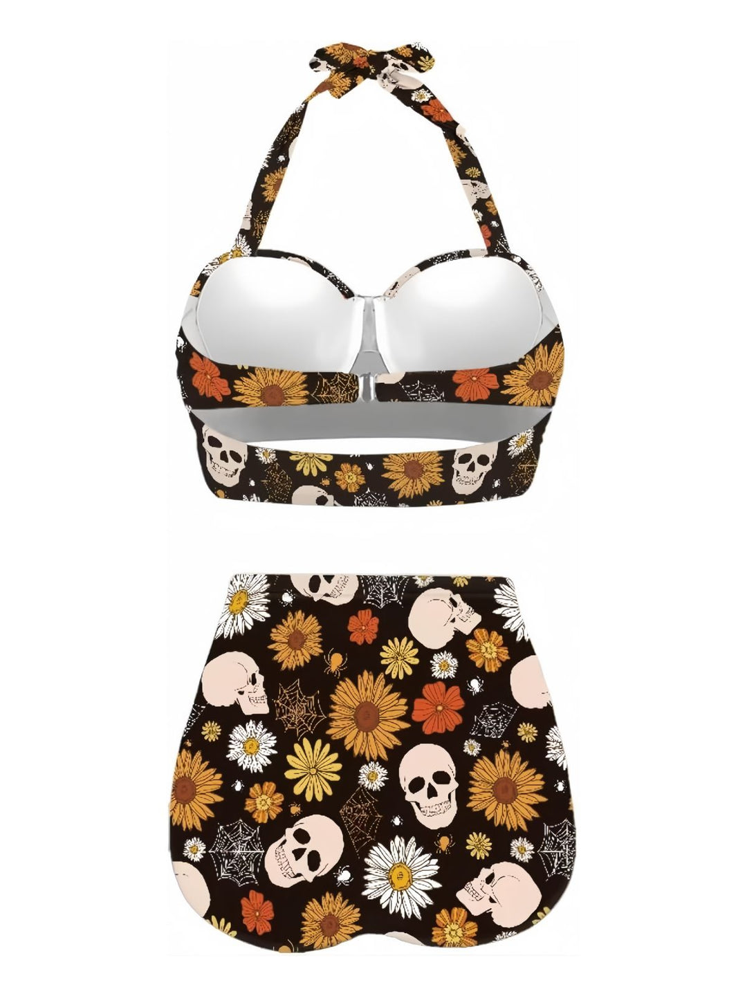Floral Print Lace-Up Halter Swimsuit - vintage swimwear, retro swimsuit, style for vintage lovers