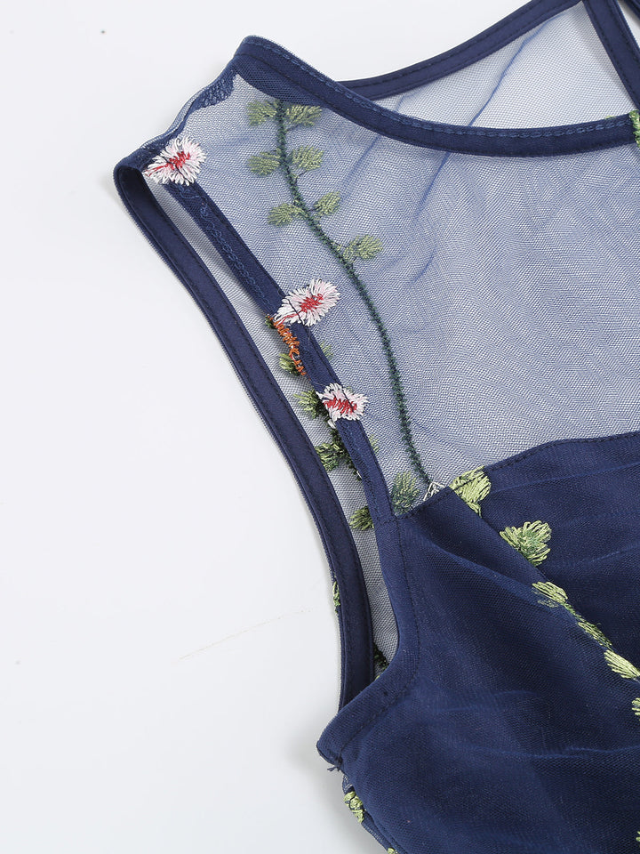 1950s Flower Gauze Sleeveless Swing Dress — vintage elegance for the modern woman