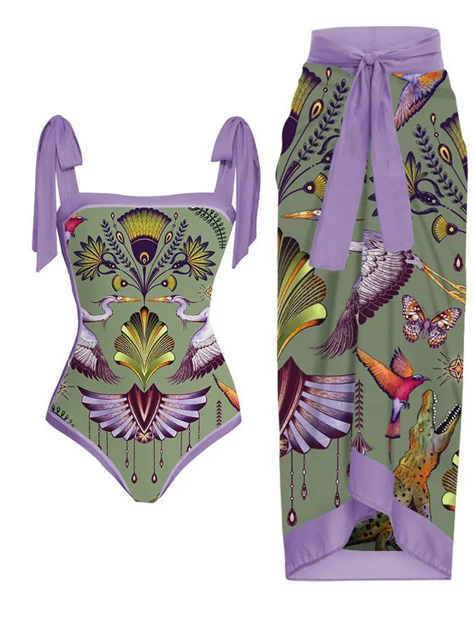 1950s Forest Animals Lace-up Swimsuit &amp; Cover-up: timeless style reimagined