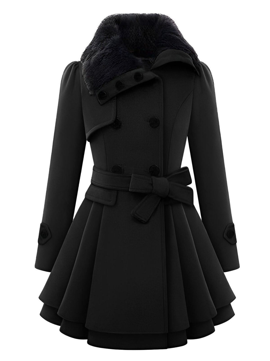 1950s Fur Collar Waisted Winter Coat - vintage fashion, style