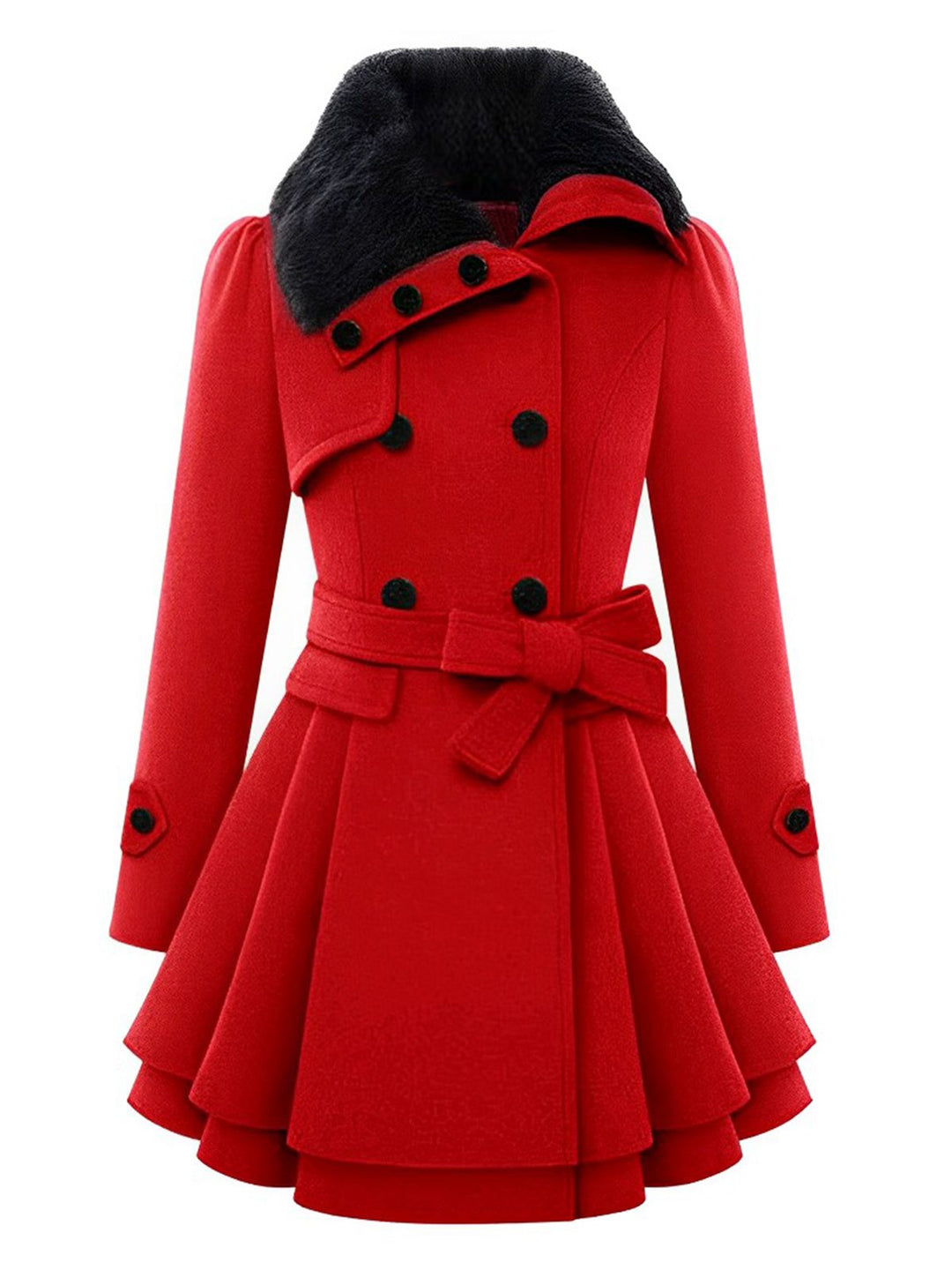 This 1950s Fur Collar Waisted Winter Coat is her armor of 1950s elegance