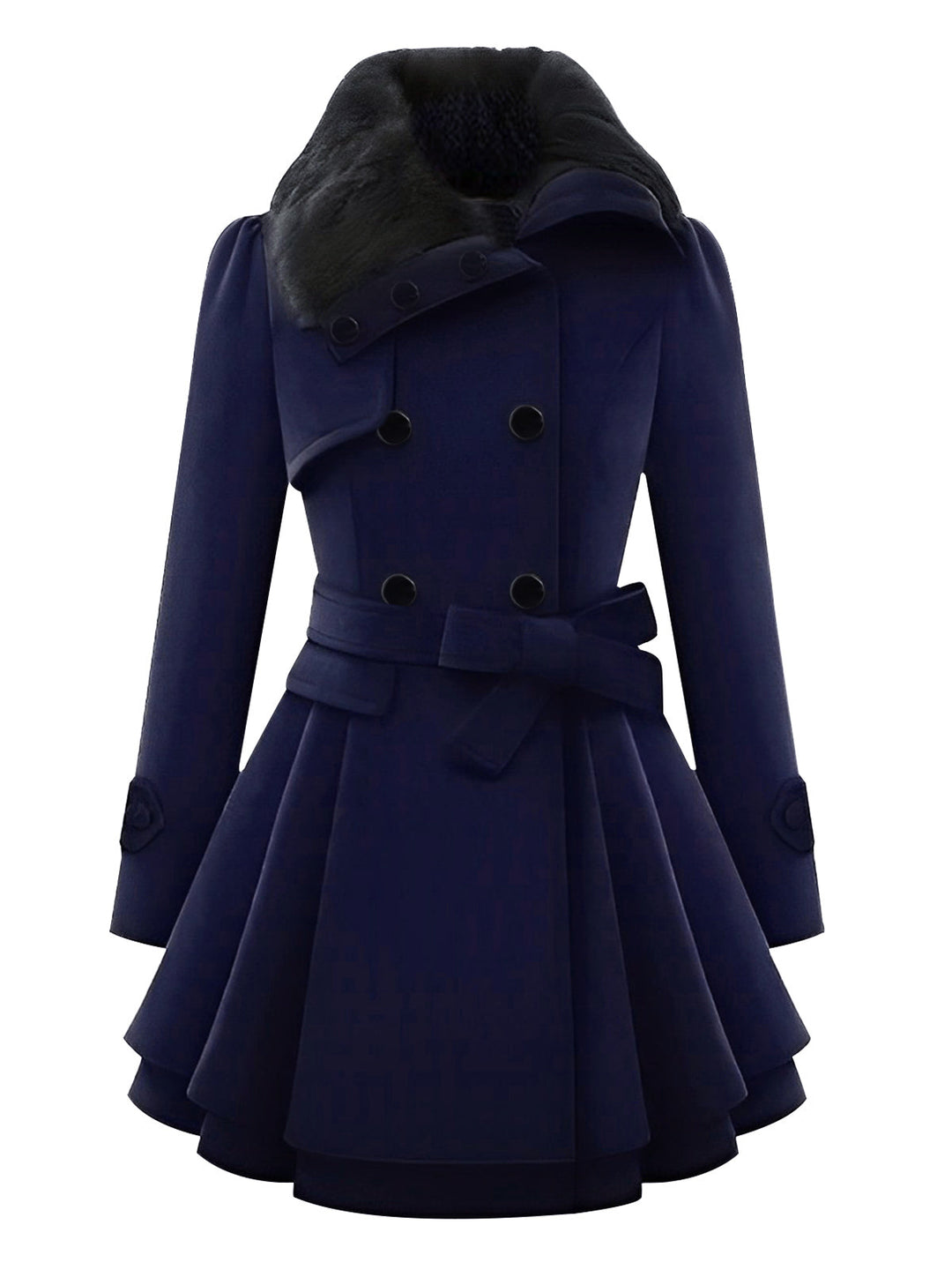1950s Fur Collar Waisted Winter Coat - vintage fashion, style