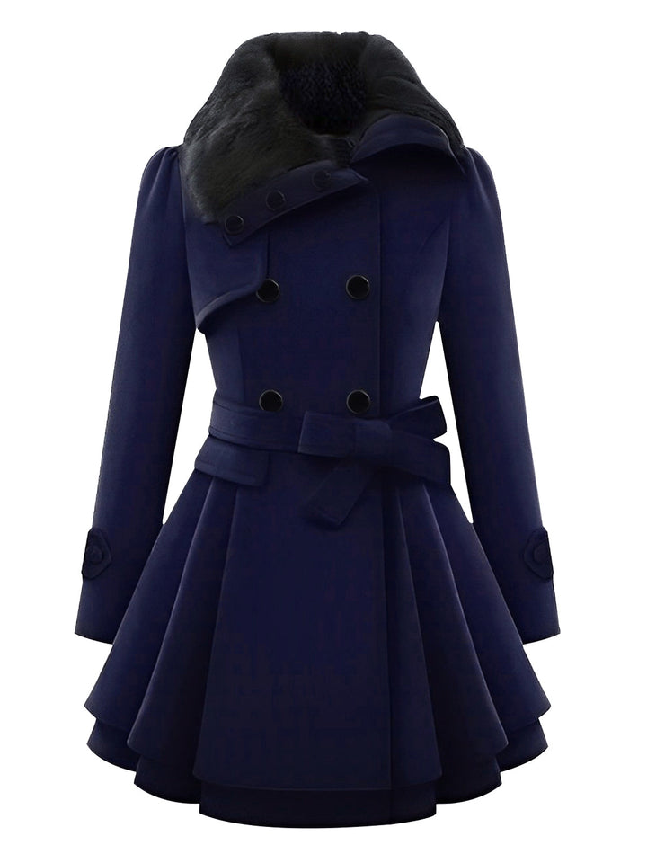 1950s Fur Collar Waisted Winter Coat - vintage fashion, style