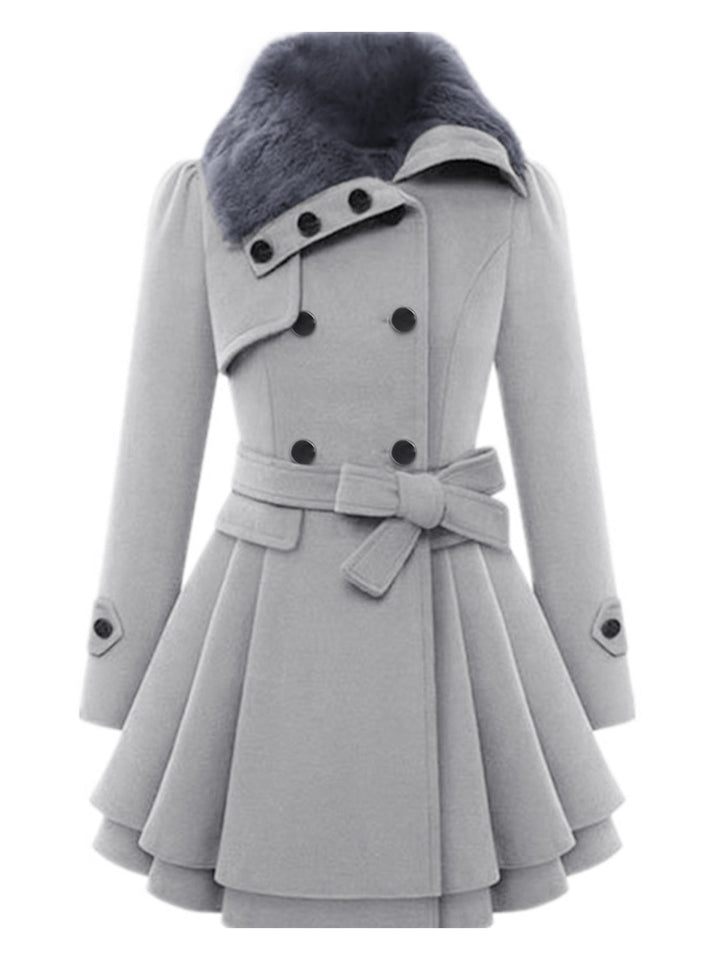 1950s Fur Collar Waisted Winter Coat - vintage fashion, style