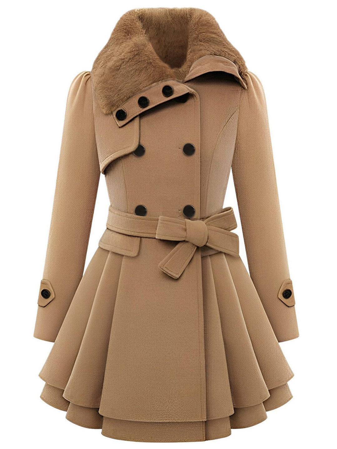 1950s Fur Collar Waisted Winter Coat - vintage fashion, style