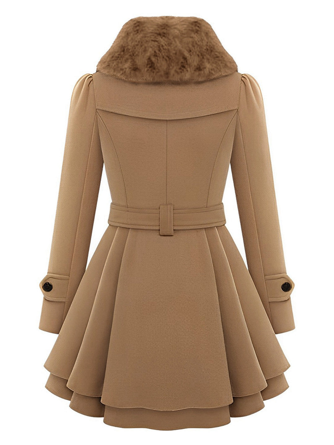 1950s Fur Collar Waisted Winter Coat - vintage fashion, style