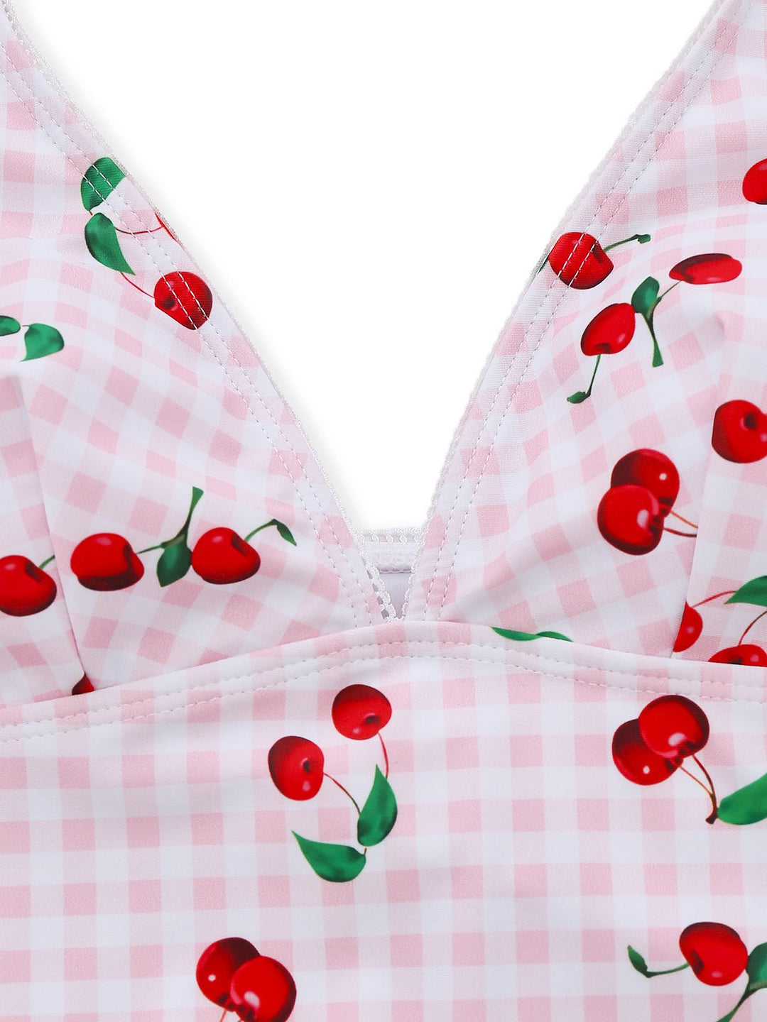 1950s Gingham Cherry Print Halter Tankini Set - vintage fashion, retro style