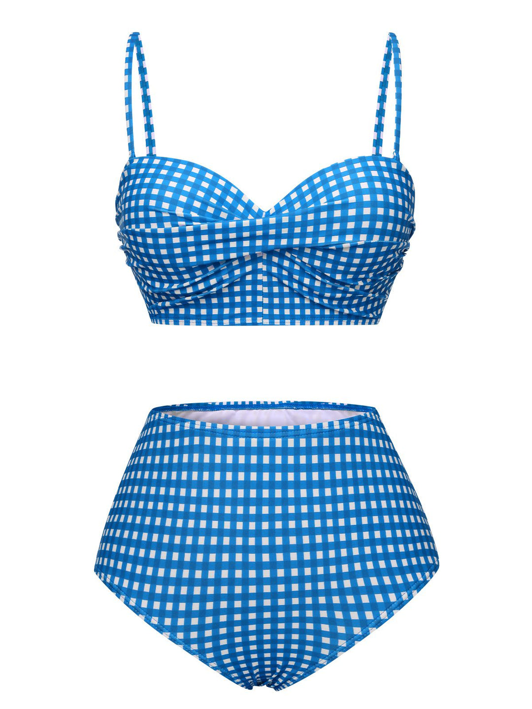 1950s Gingham Plaid Suspender Swimsuit, vintage swimsuit, pin-up swimwear - perfect for women who love vintage and retro fashion