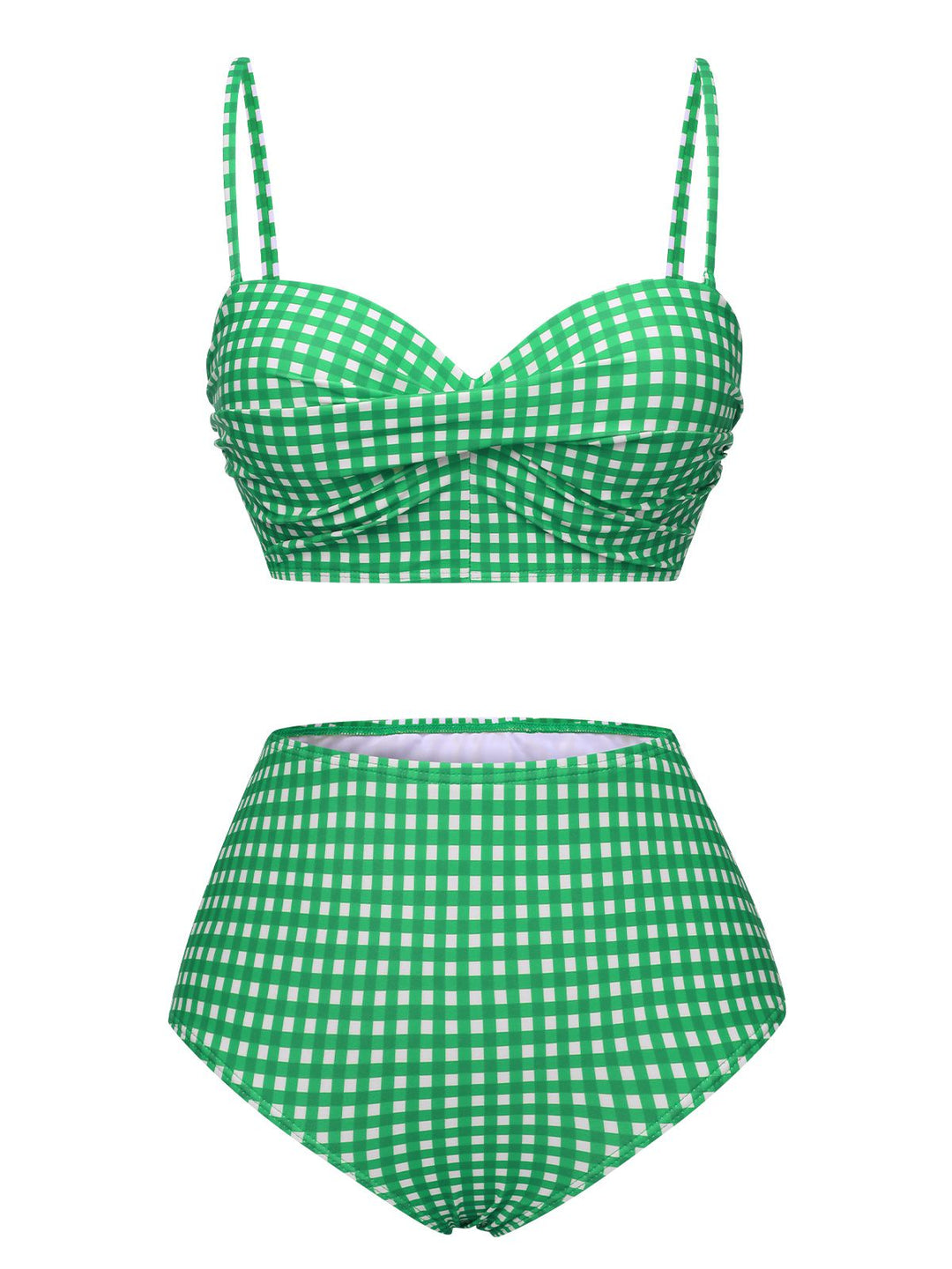 1950s Gingham Plaid Suspender Swimsuit, vintage swimsuit, pin-up swimwear - perfect for women who love vintage and retro fashion